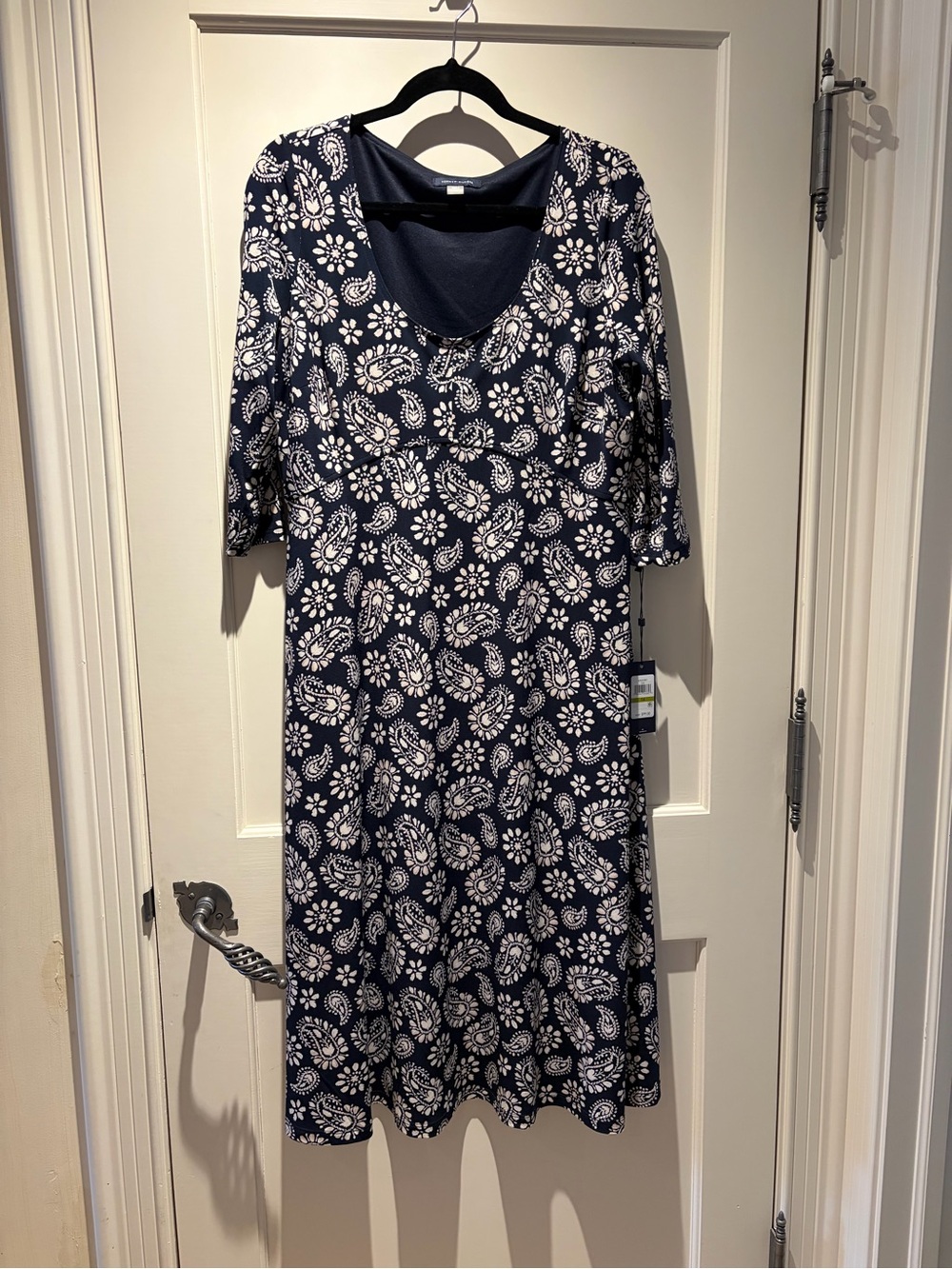 Tommy Hilfiger Navy and White Paisley Floral Midi Dress